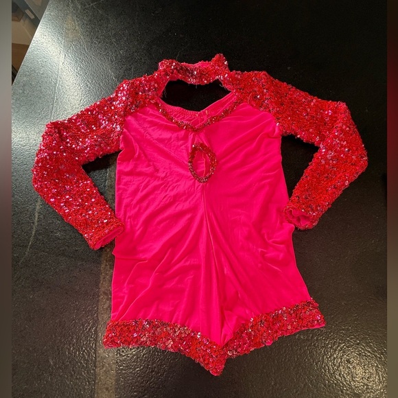 Weissman Sequin Shortall Dance Costume – Child Large (14–16), Hot Pink/Fuchsia - Picture 8 of 11